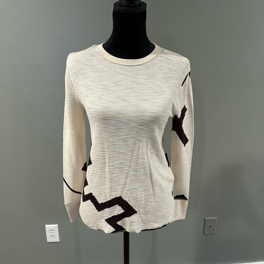 Cream and Dark Brown Thermal Ralph Lauren Top